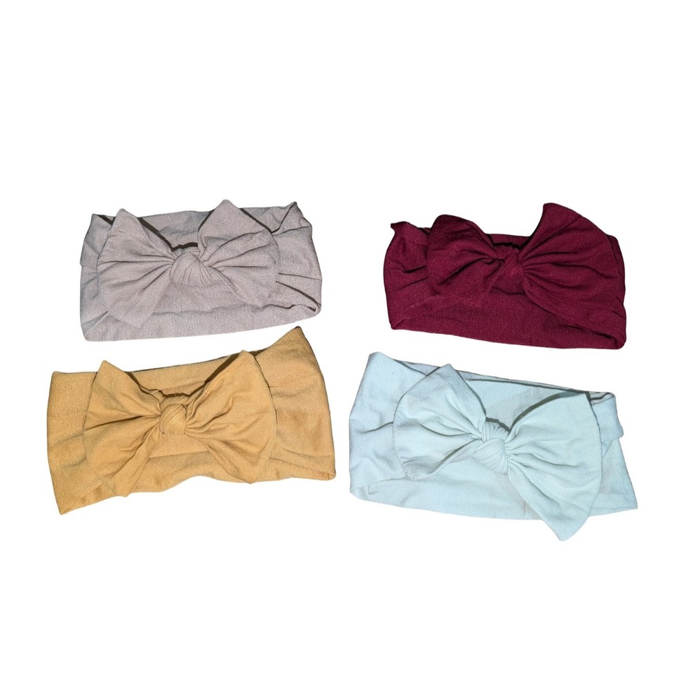 Baby Bow Headband Bundle Nylon Lot Neutral Boho Girl Accessories Soft Stretch - Picture 4 of 5